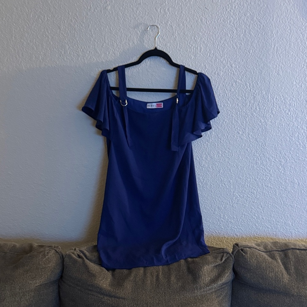 Blue Ruffle Sleeve dress